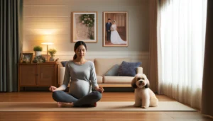 mulher gravida meditando